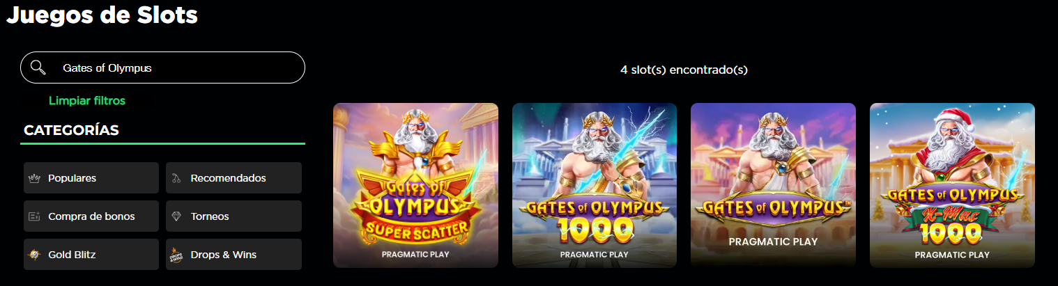 Screenshot juego Gates of Olympus - plataforma de bplay