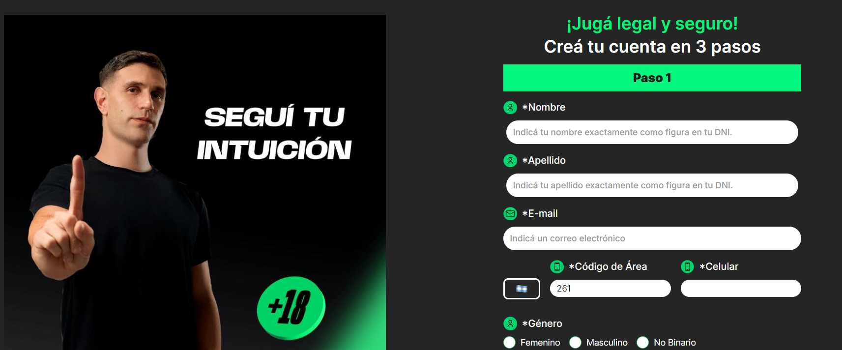 Screenshot formulario registro bplay Mendoza