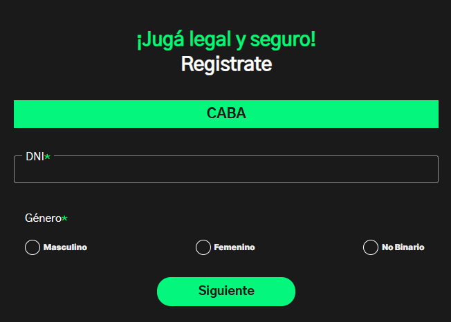 Screenshot formulario registro bplay CABA